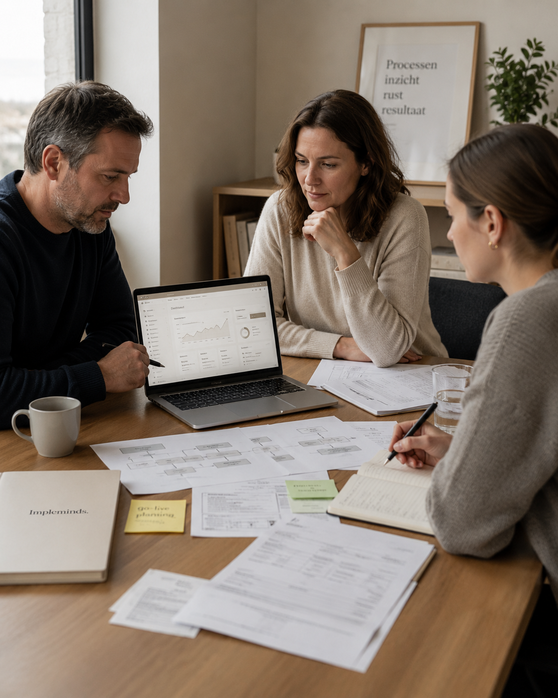 Impleminds-consultant bespreekt AI, automatisatie en data-dashboard met KMO-ondernemer