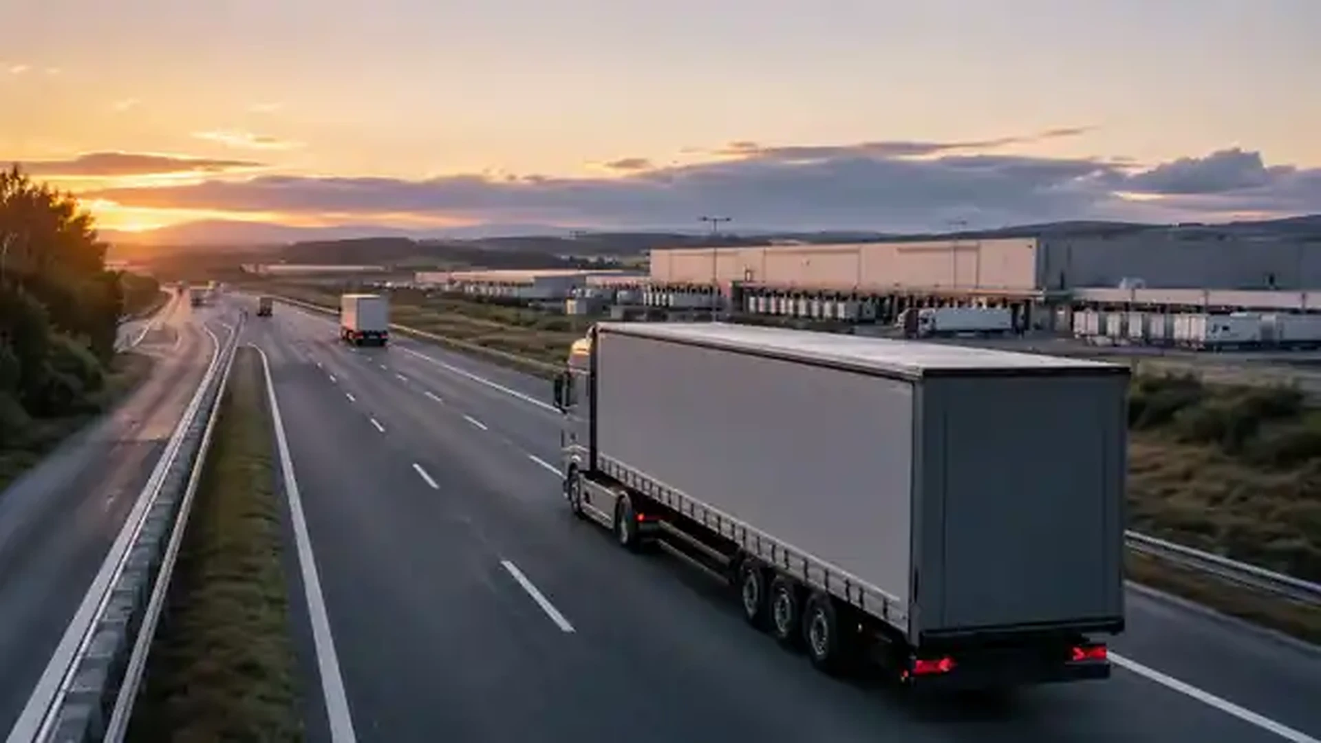Vrachtwagens op een Europese snelweg als beeld bij digitalisering in transport