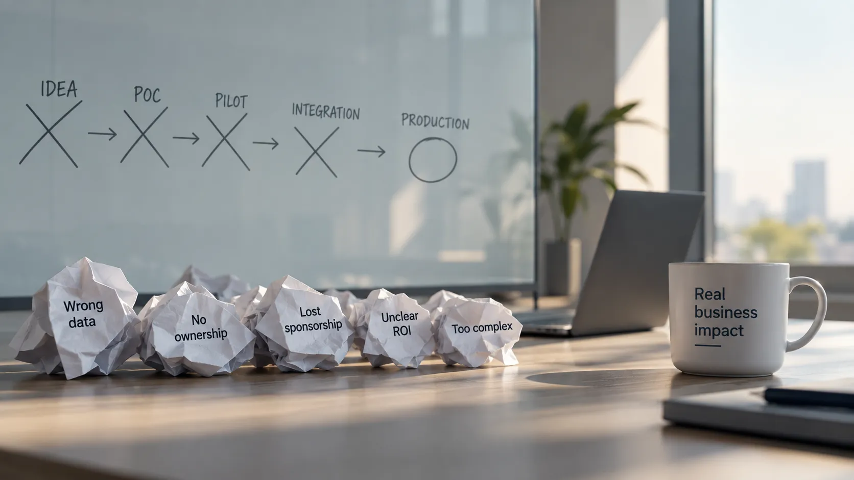 Beeld bij het artikel over waarom AI-projecten stranden na de proof of concept